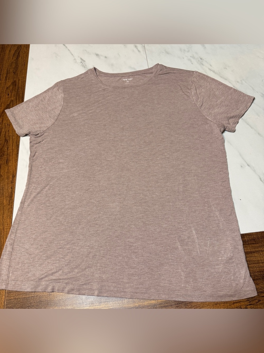 Nine West women Short Sleeve Crew Neck Tee - Taupe Brown